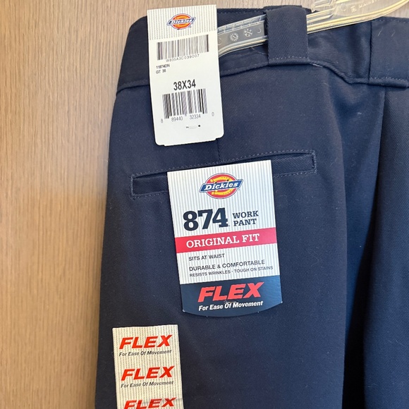 Dickies 874 Work Pants Flex Original Fit 38x34 Navy – New With Tags - Picture 1 of 3